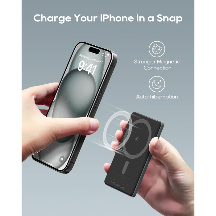 Power Bank Magsafe 5000mAh, 8mm, Gray - Бездротовий акумулятор для iPhone 16/15/14 серії, PD 20W USB-C, 8mm