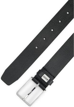 Чоловічий шкіряний ремінь BOSS Elio з логотипом, чорний