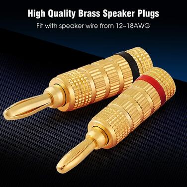 Бананові конектори WGGE WG-3333 24K позолота, закручувані, 12 пар (24 конектори)