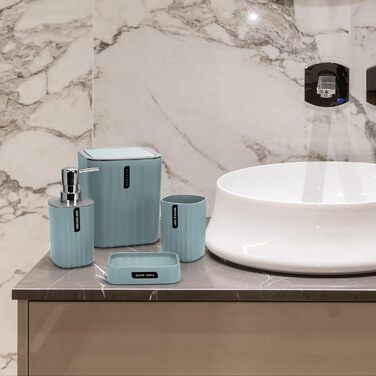 Набір аксесуарів для ванної кімнати IMAVO 4 шт. (зубний стакан, мильниця, диспенсер, тримач для зубних щіток) - Зелений