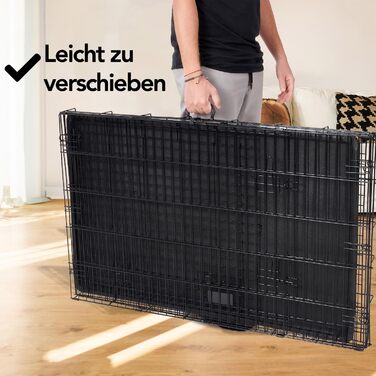 Скам'янка для собак Brixy Hundebank, розмір S, чорна, розкладний, 2 дверцята, 61x43x49 см