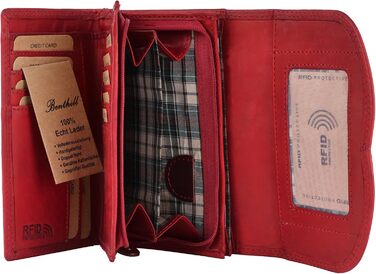 Benthill Women's Wallet Genuine Leather - Wallet with RFID Protection - Wallet with Many Card Slots - Genuine Leather Vintage Women's Wallet including Gift Box, Color: Red