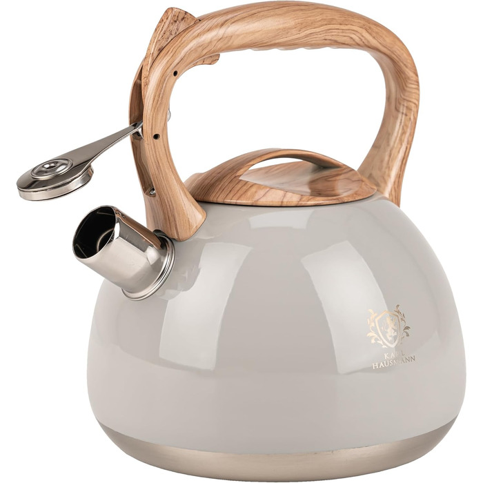 Електричний чайник Karl Hausmann 3L з автоматичним свистком, з нержавіючої сталі для Induktion, Gas та Electric плит