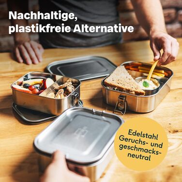 SILBERTHAL Stainless Steel Lunchbox with Compartments – 800ml Lunchbox for Kids & Adults – Leak-Proof & Lightweight - Flexible Divider