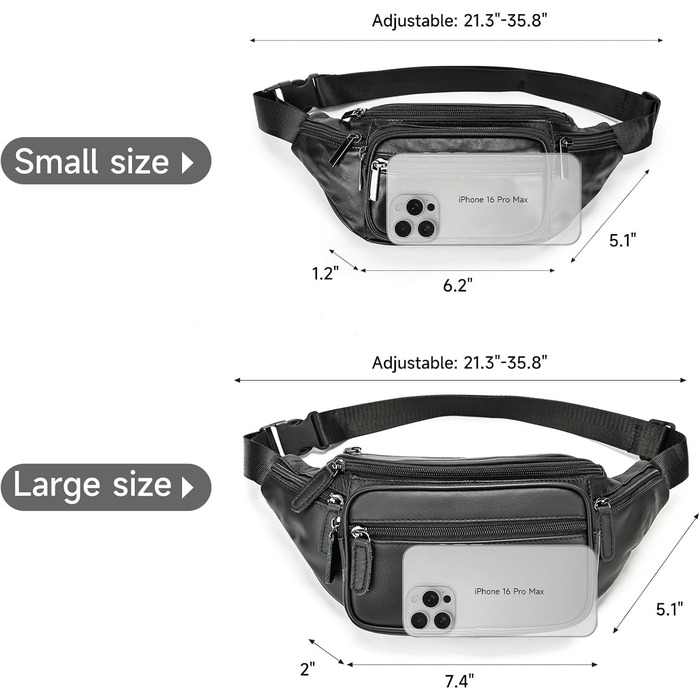 Стильна бананка для жінок з натуральної шкіри (бананка на пояс, шкіряна бананка, чорна бананка)