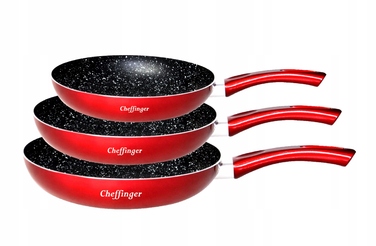 Набір сковорідок для індукційних плит Cheffinger (20/24/28 см), червоний