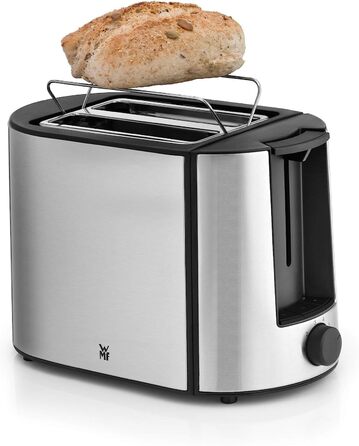 WMF Bueno Pro Toaster 2 Slice, Double-Slot Toaster Stainless Steel with Roll Holder, 2 Slices, 6 Browning Levels, 870 W, brushed stainless steel