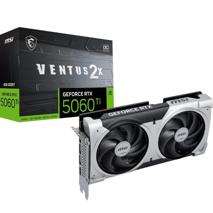 Відеокарта MSI GeForce RTX 5060 Ti Ventus 2X OC Plus 8GB GDDR7, PCIe 5.0, Boost 2602 MHz