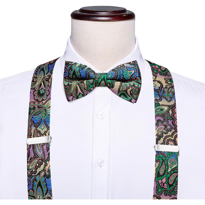Чоловіча краватка Dubulle з квітковим візерунком Paisley, шовкова краватка для чоловіків, смугаста, комплект краватки та нагрудного хустинки для весілля, бізнесу (A Multi Green)