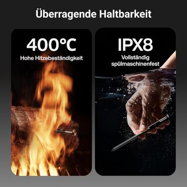 ThermoMaven P2 Розумний термометр для м'яса бездротовий Bluetooth 5.3, 6 сенсорів, Wi-Fi моніторинг, IPX8 водонепроникний, для гриля, духовки, кухні, фритюрниці (1 зонд)