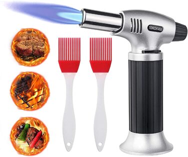 Газовий пальник Flintronic для приготування Creme Brulee, BBQ, кемпінгу, кодування. 3-х дюзовий, з безпечним замком, 2 щітки (Butan не входить)