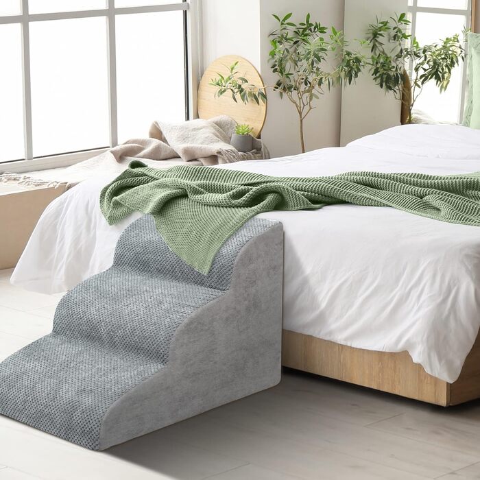 Сходинка для собак 3 сходинки, для маленьких собак, до ліжка/дивану, водонепроникна, з неслизьким покриттям, знімний чохол, з високощільним губчастим наповнювачем, 60x40x40 см