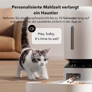 Автоматичний годівниця для котів та собак PETLIBRO 5L з Wi-Fi та мобільним додатком, датчиком низького рівня корму, 1-10 прийомів їжі на день, білий