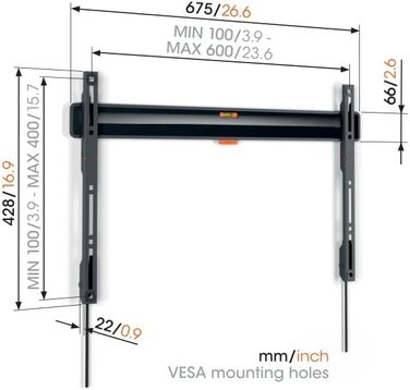 Кріплення для телевізора Vogel's TVM 3407 - фіксоване, для 32-77 дюймів, настінне, до 50 кг, VESA 100x100-400x400, TÜV-сертифіковане