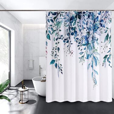 Шторка для душу REZAYMRS, 180x200 см, водонепроникна, з 12 гачками, поліестер, зелена, для ванної кімнати