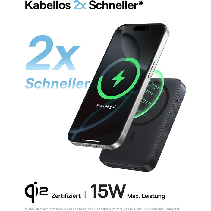 Power Bank Baseus EnerFill MagSafe 10000mAh, 22.5W USB-C, 15W Wireless, для iPhone 17/16/15/14/13/12, сірий