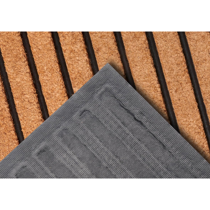 Килимок Hanse Home кокосовий для дому та вулиці 45x75 см (смуги) - вологостійкий, антиковзний килимок для входу, тераси, коридору