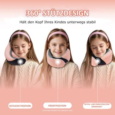 Подушка для шиї Proglobe, 100% Memory Foam, ортопедична, для подорожей (літак, авто, поїзд), з маскою для сну, сітчаста сумка (рожевий)