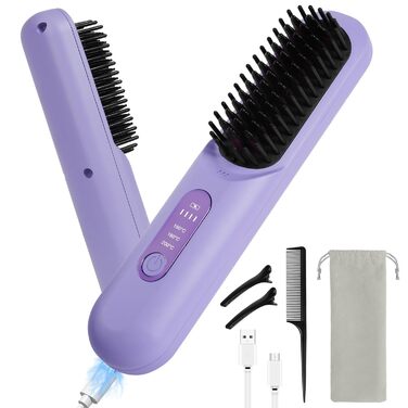 Бездротова випрямляч для волосся LOPHE з LED-дисплеєм, білий (фіолетовий тип-b)