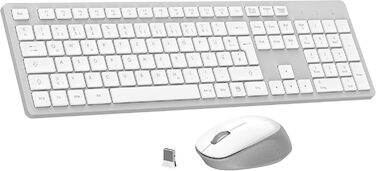 Бездротовий комплект клавіатури та миші Leadsail K786 з цифровою клавіатурою QWERTZ (німецька) - тиха клавіатура, 2.4 GHz, USB Nano приймач для ПК/ноутбука (сірий)