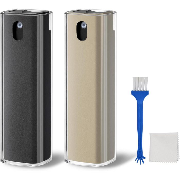 Набір для чищення екрану: 2 шт. для iPhone, монітора, планшета, телефону + щітка (сірий + рожевий) (сірий + кремовий) 10 мл