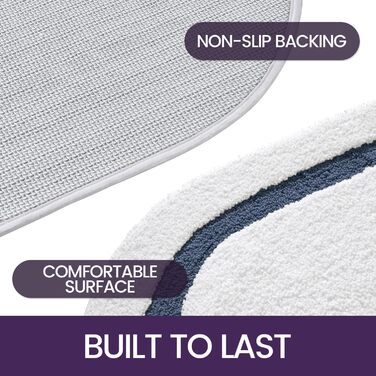 DEXI Non-Slip Bathroom Rug - Soft, Washable Bath Mat - Oval Absorbent Rug for Shower, Bathtub, Toilet Decor (61 x 110 cm, Blue)
