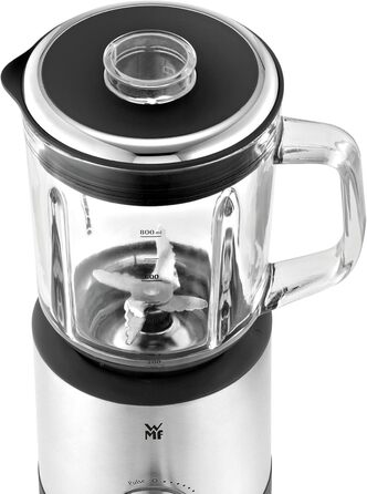 WMF Kitchen minis Compact Mixer, Mini Stand Mixer, 400 Watt, Small Stand Mixer, 0.8 l Glass Container, Pulse Function, Cromargan Matt Single