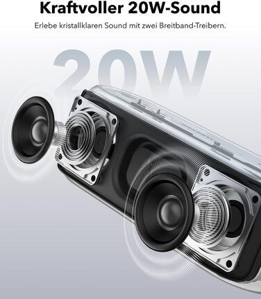 Soundcore Select 2S: Портативна Bluetooth-колонка з 20W стерео, BassUp™ та IPX7 захистом, 16 годин роботи, чорна