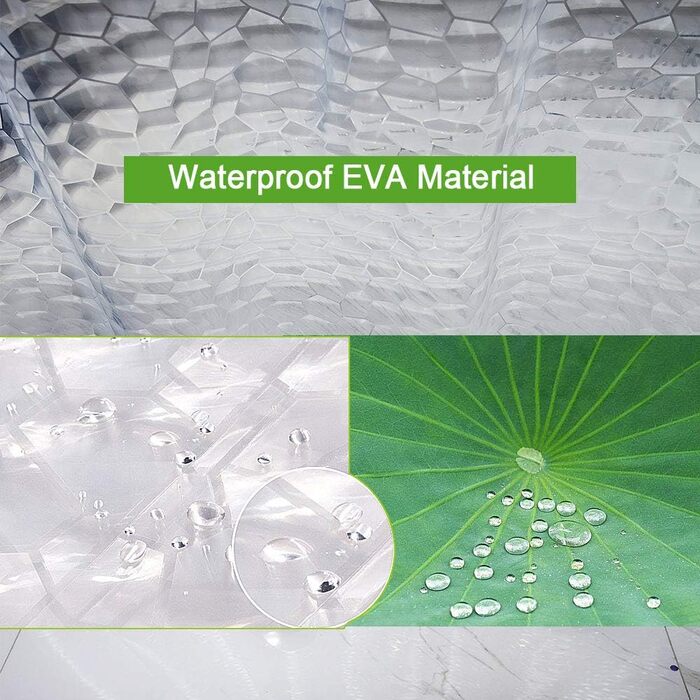 Шторка для душу OTRAKI 200x200 см, антигрибкова, EVA, прозора, PVC-free, водонепроникна, з 12 кільцями