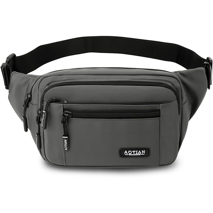 Поясна сумка на пояс для чоловіків та жінок, сумка на пояс з блискавкою, багатофункціональна поясна сумка, 5 відділень, спортивна сумка на пояс для активного відпочинку, туризму, кемпінгу та їзди на велосипеді (#2 Сірий-a)