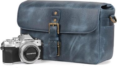 Чохол для камери MegaGear Torres з натуральної шкіри, оливковий (синій)