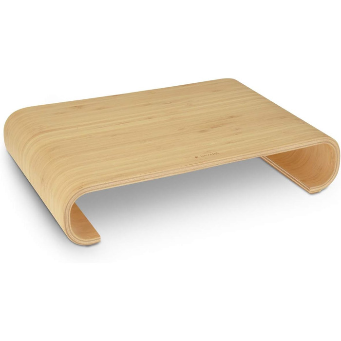 Navaris Monitor Stand - TV Stand - Computer Desk Table Monitor Riser Bank - Light Brown Bamboo Desktop Organizer