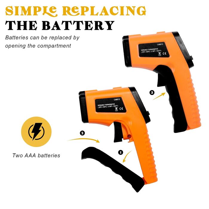 Інфрачервоний термометр лазерний -50°C-550°C, LCD дисплей, цифровий, регульований (не для людей) для піци/холодильників/промисловості