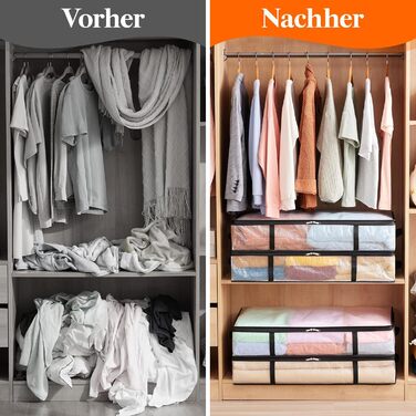 Органайзер для зберігання під ліжком Lifewit, 4 шт., 60л, прозорий, для ковдр, одягу, з посиленими ручками