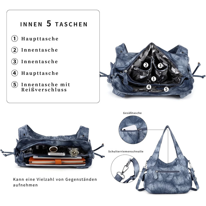 Сумка жіноча AngelKiss через плече, водонепроникна PU шкіра, блакитна - багатофункціональна сумка-месенджер