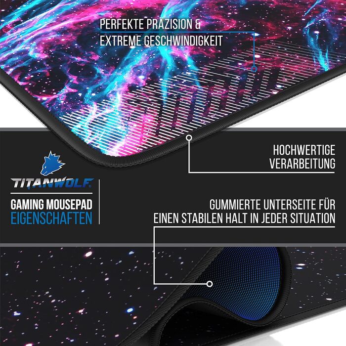 Ігровий килимок для миші Titanwolf XXL 1200x600мм з принтом Veil Nebula — великий килимок на весь стіл для миші та клавіатури