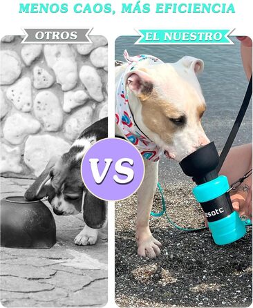 Складана пляшка для води для собак Lesotc, 1000 мл, блакитний колір (для прогулянок, подорожей, кемпінгу)