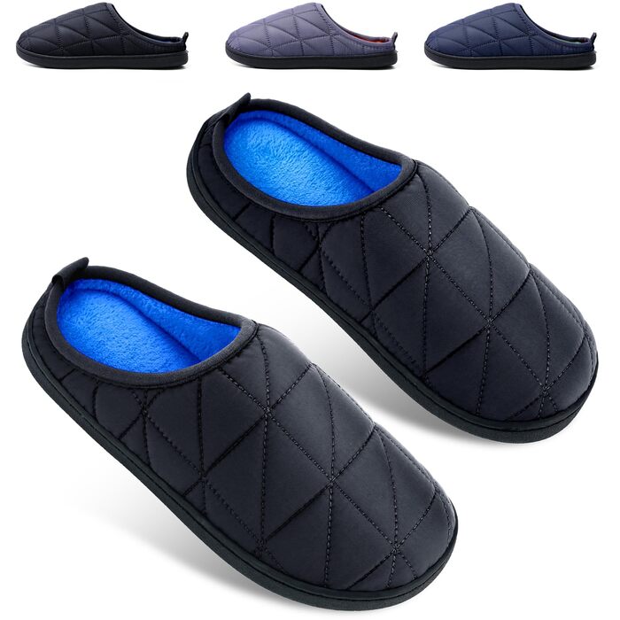 Тапочки домашні жіночі/чоловічі зимові теплі, плюшеві, м'які, зручні з memory foam, антиковзні, двоколірні, для дому та вулиці, 38/39 EU, чорні