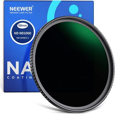 Фільтр ND1000 NEEWER 58mm - нейтральний, з нанопокриттям, HD скло, 10 ступенів
