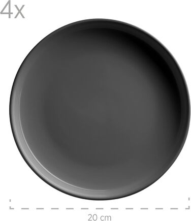 MÄSER Serie Alenia, Dinnerware Set for 4 people in modern Scandinavian design, 16-piece combination service made of ceramic in gray stoneware.