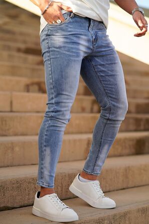 Чоловічі джинси GINGTTO Slim Stretch Skinny світло-блакитні 32W/30L