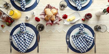DII PVC Tablecloth Collection - Woven for Indoors and Outdoors, Polyvinyl Chloride, Nautical Blue, Round Placemat Set, 13.75