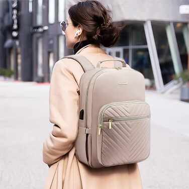 LOVEVOOK Рюкзак для жінок, великий, 15.6 дюймів, сумка для ноутбука, водонепроникний, шкільний рюкзак, чорний, елегантний, для роботи, школи, університету, подорожей, 15.6' (15.6', Taro-gray)