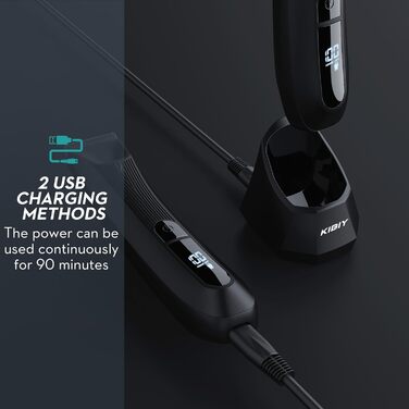 Електричний чоловічий тілобривець Kibiy з LED-підсвічуванням та дисплеєм, IPX7 водонепроникний, з двома лезами