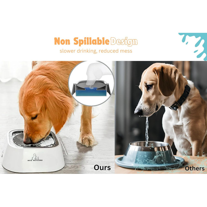 Плаваючий годівниця для води для собак і котів H&A Petcare - без розливання, повільне пиття, блакитний