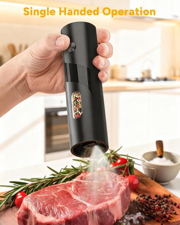 Електричні соляні та перечні млини, верхнє завантаження, 5-рівневе регулювання помелу, об'єм 120мл, набір 2 шт. з підсвічуванням LED