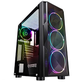 Комп'ютерний корпус EMPIRE GAMING Diamond – ігровий ATX корпус з RGB підсвічуванням, скляна бічна панель, 4 вентилятори 120 мм