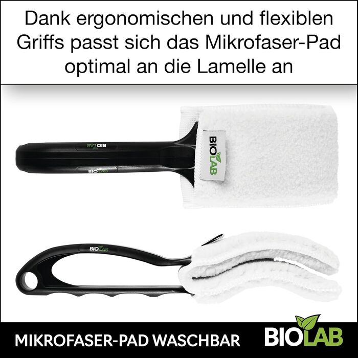 BIOLAB Venetian Blind Cleaning Tongs (incl. 2 Pads) and Blind Cleaning Brush (exterior), for cleaning blinds & Venetian blinds, blind cleaner, slat cleaner, Venetian blind cleaner