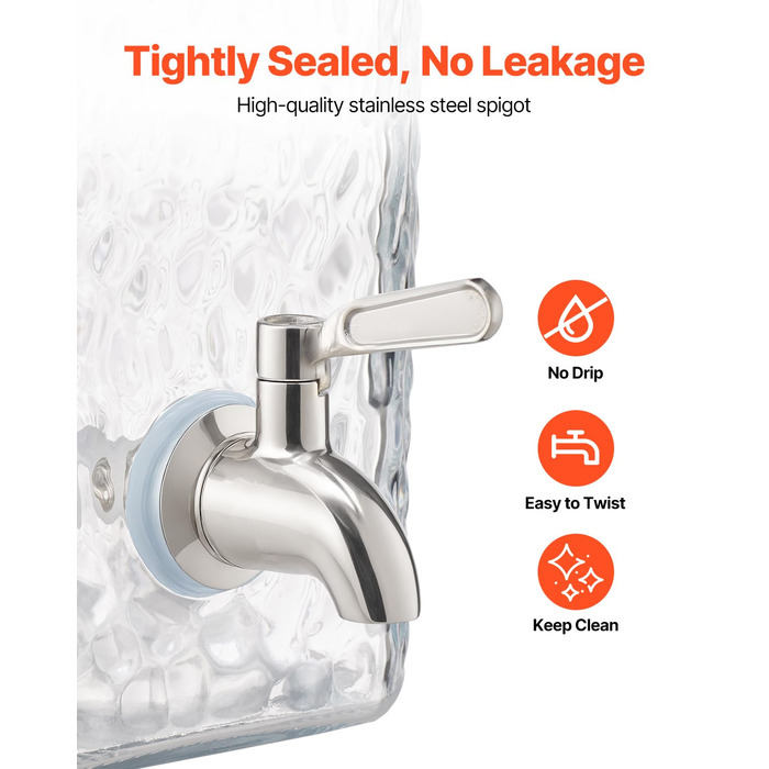 Диспенсер для напоїв VEVOR (2 x 5,5 л) з металевим підставкою, скляний сокодиспенсер з антикрапельним краном, для ресторанів, вечірок, приготування домашніх напоїв