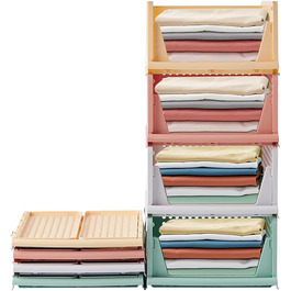 RMAN 4-Piece Closet Organizer Stackable Foldable Closet Organizer for Drawers, Closet Organizer, Storage Boxes, Kitchen, Bathroom (4 Colors)